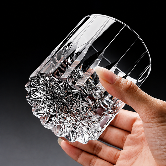 6.8 fl oz Clear Cut Glass Whiskey Tumbler, Heavy