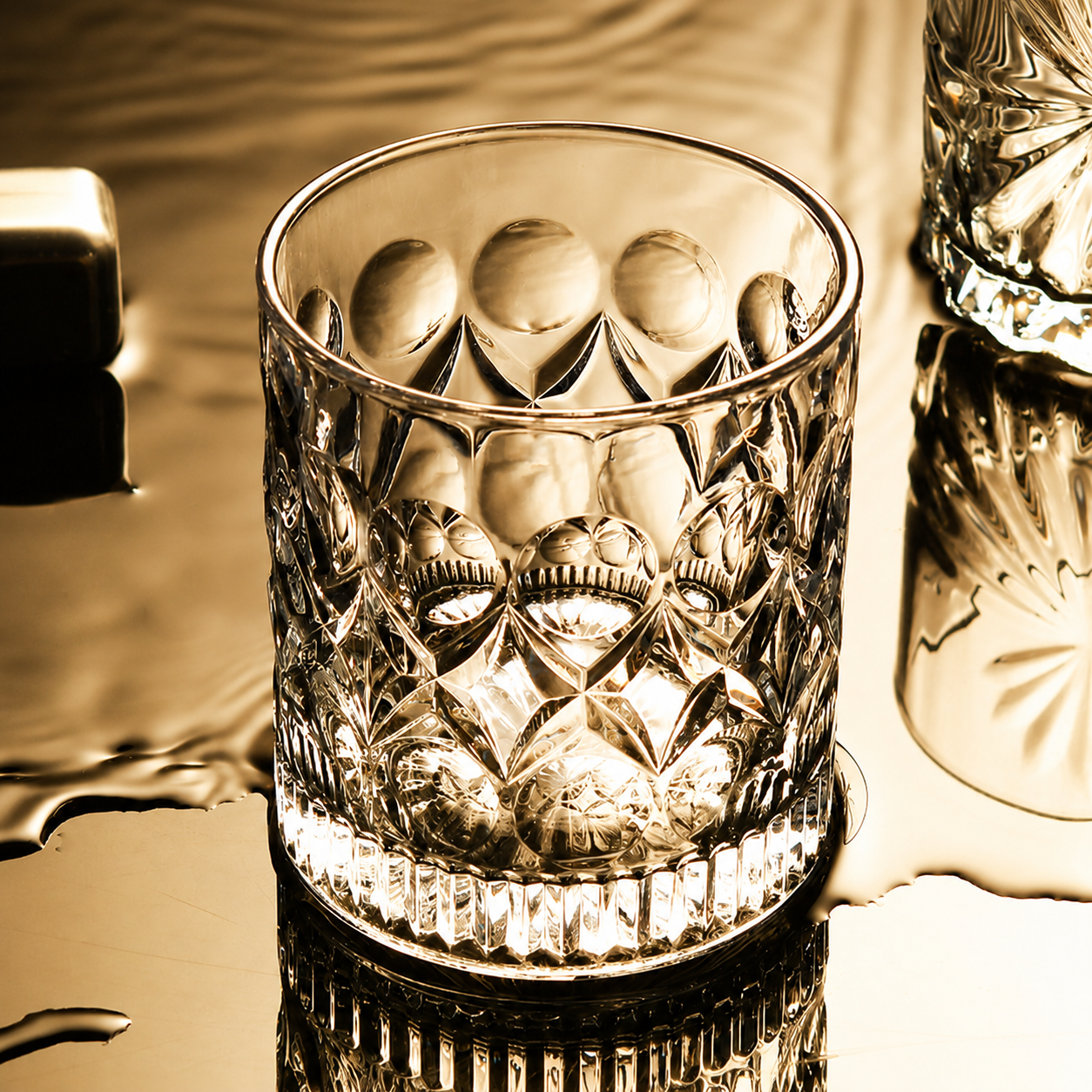 Clear 9.3 fl oz Textured Lowball Whiskey Glass
