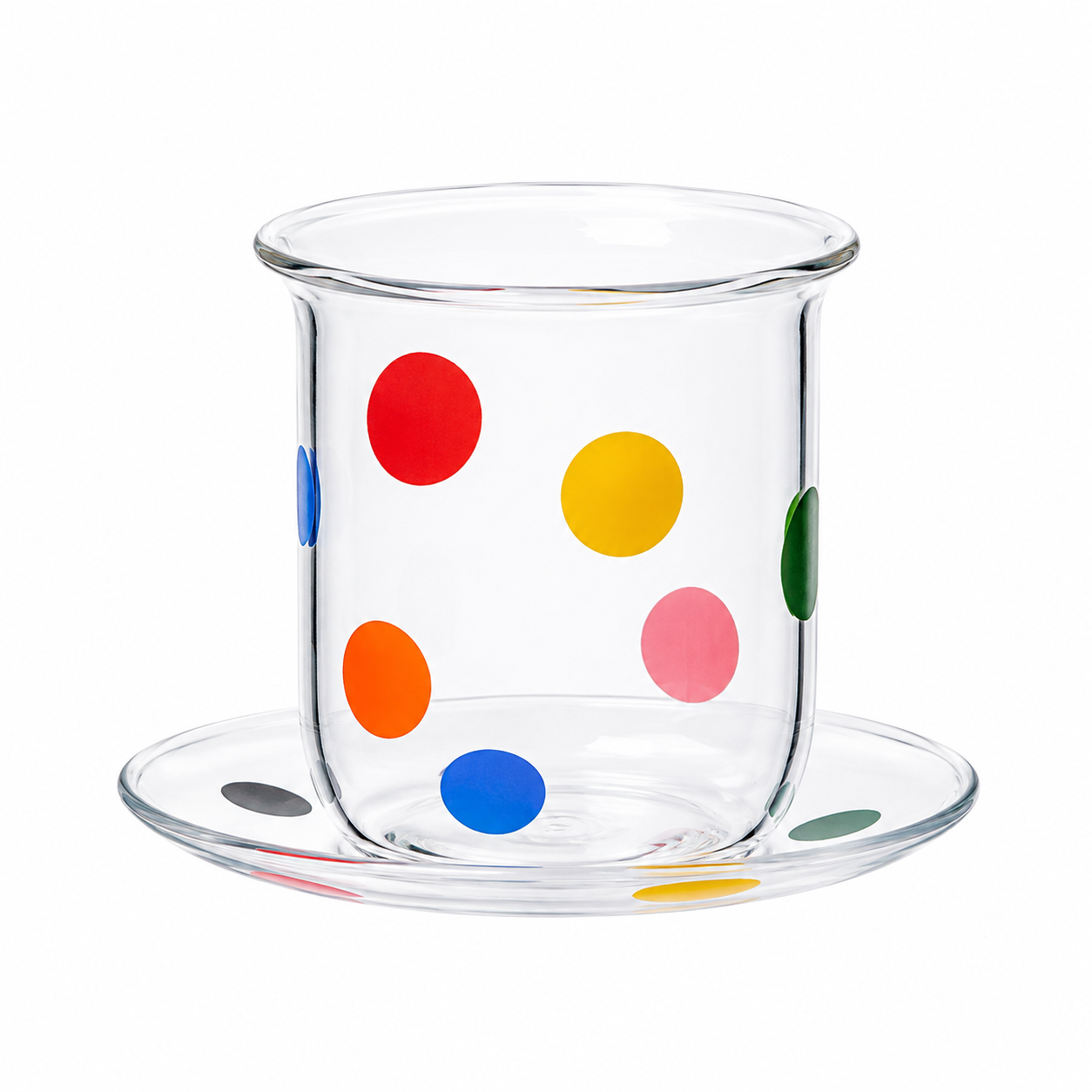 10.1 fl oz Clear Glass Coffee Cup &amp; Saucer Set, Dots