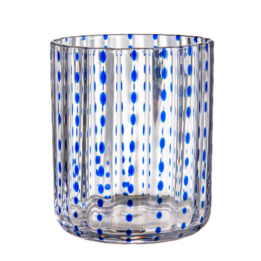 12.2 fl oz Blue Dot Textured Glass Tumbler, Clear