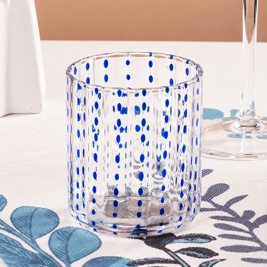 12.2 fl oz Blue Dot Textured Glass Tumbler, Clear
