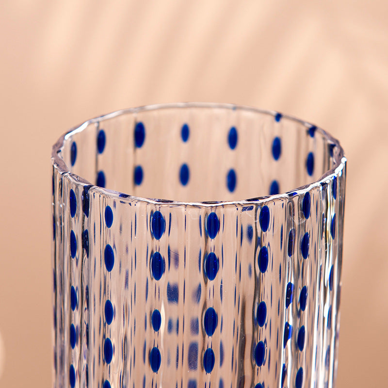 12.2 fl oz Blue Dot Textured Glass Tumbler, Clear